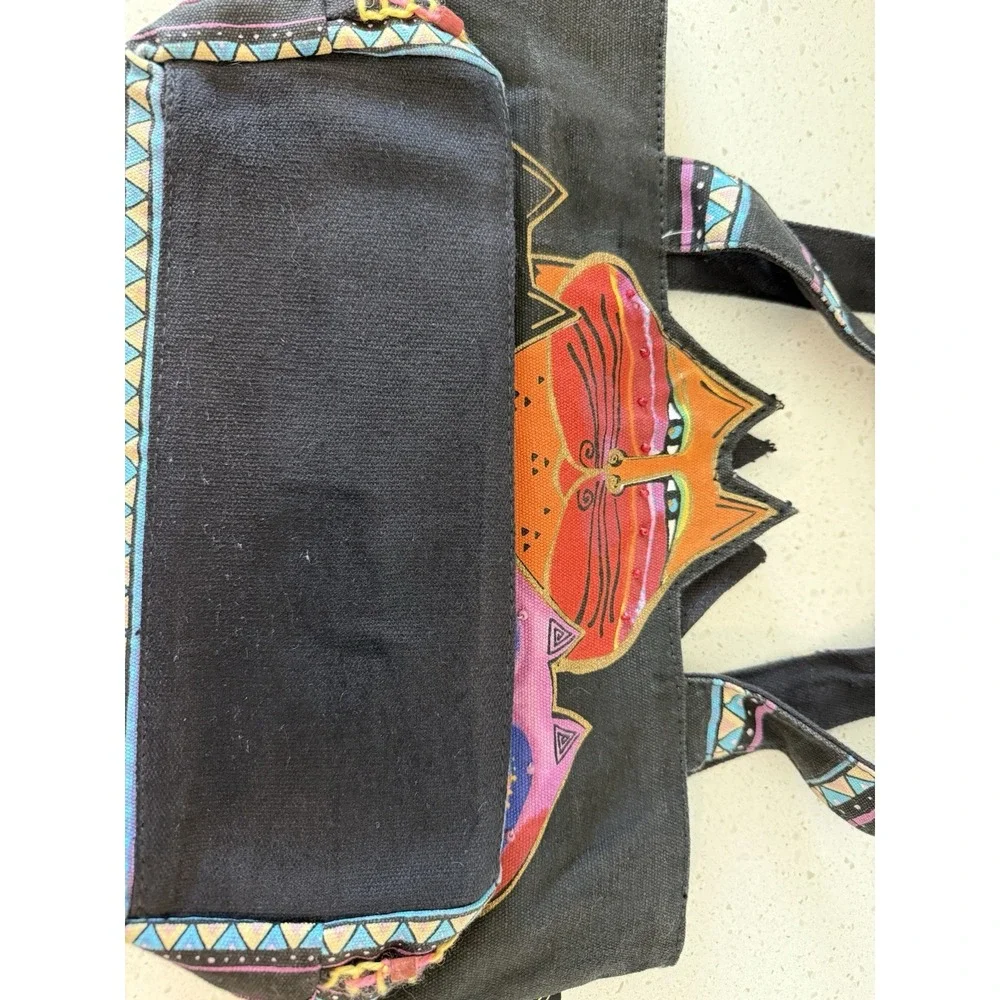 Laurel Burch Tres Gatos 3 Cats Feline Cutout Multicolor Cotton Fabric‎ Handbag